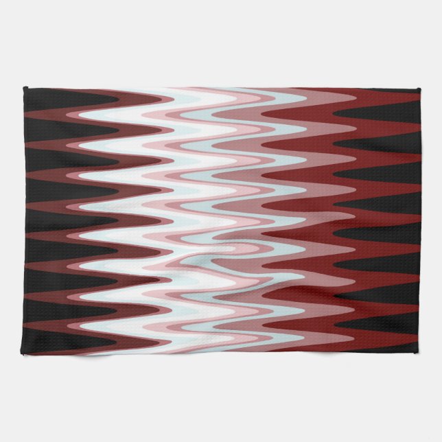 Zig Zag Red White Gray Pattern Kitchen Towel (Horizontal)
