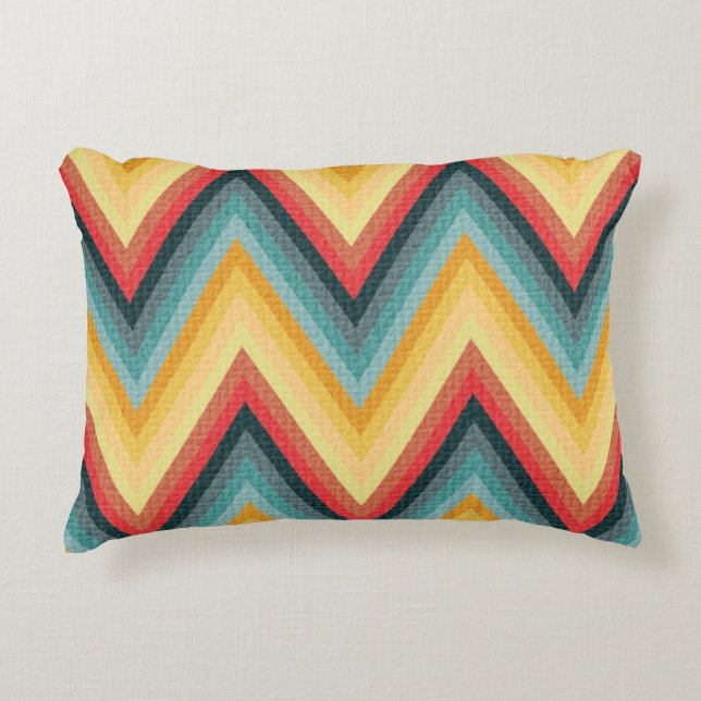 Zig Zag Striped Background 2 Decorative Pillow (Front)
