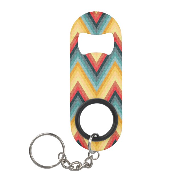 Zig Zag Striped Background 2 Keychain Bottle Opener (Front)