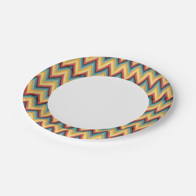 Zig Zag Striped Background 2 Paper Plates (Angled)