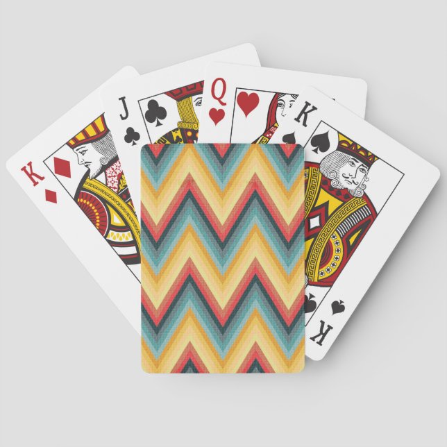 Zig Zag Striped Background 2 Poker Cards (Back)