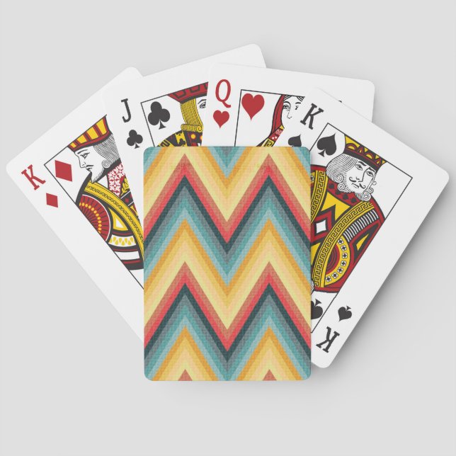 Zig Zag Striped Background 2 Poker Cards (Back)