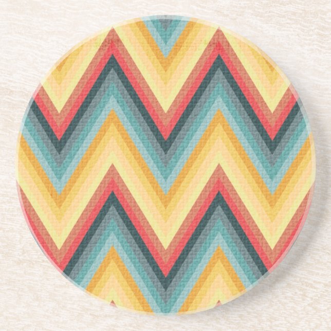 Zig Zag Striped Background 2 Sandstone Coaster (Front)