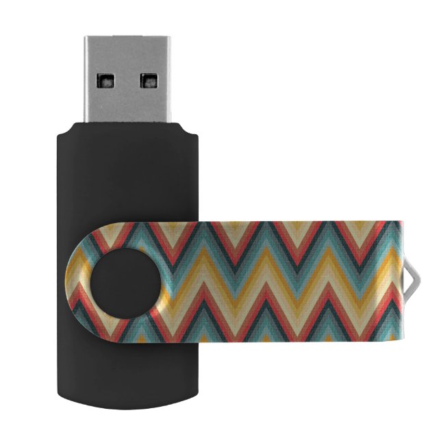 Zig Zag Striped Background 2 USB Flash Drive (Opened)