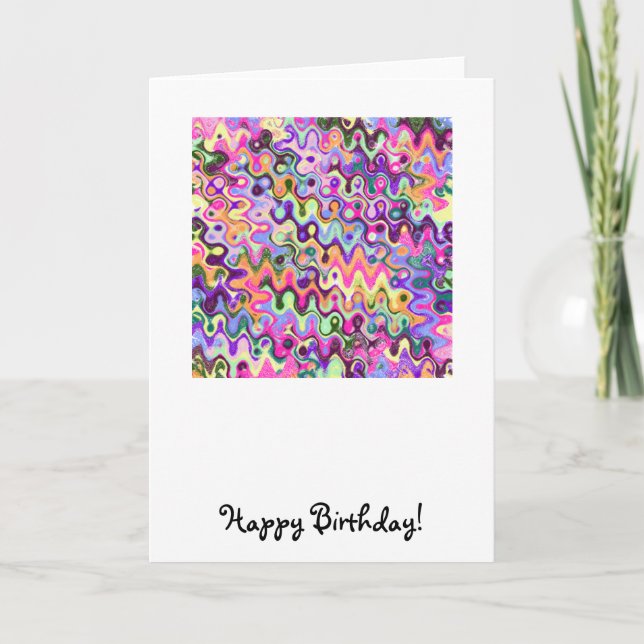 Zig-Zag Wave Squiggles  Birthday Card (Front)