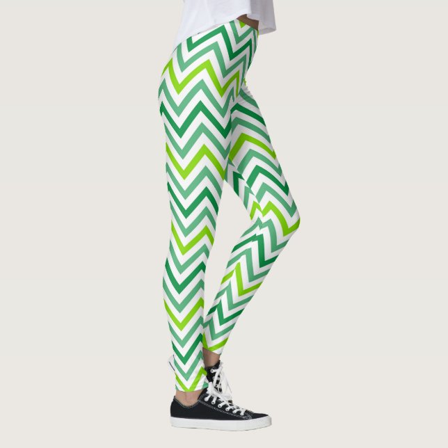 Zig Zag White Leggings | Stripped Pattern Style (Right)