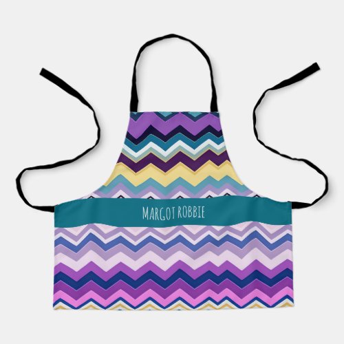 Zig Zagging Pastel Violet Retro Pattern Apron