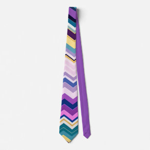 Zig Zagging Pastel Violet Retro Pattern Neck Tie