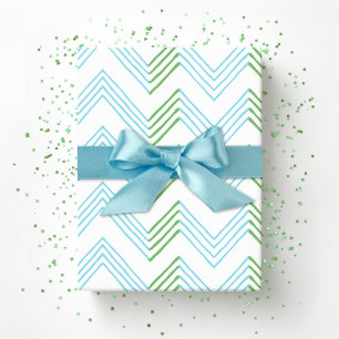 Ziggy Chevron in Green and Aqua Wrapping Paper