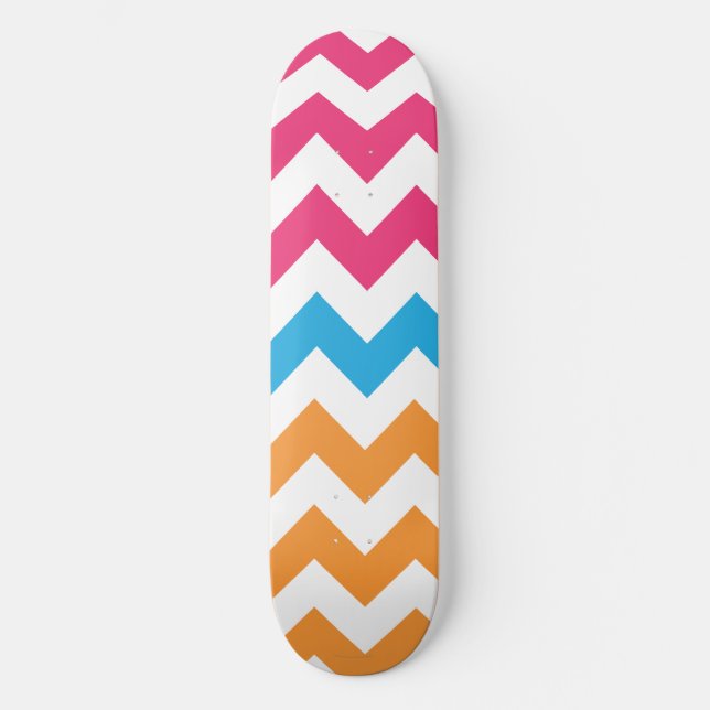 ZigZag Aqua-Orange-Magenta Skateboard (Front)