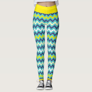 Zigzag Blue Green Yellow Chevron Pattern Pretty Leggings