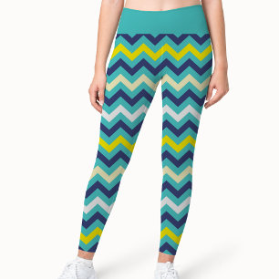 Zigzag Blue Green Yellow Chevron Pattern Pretty Leggings