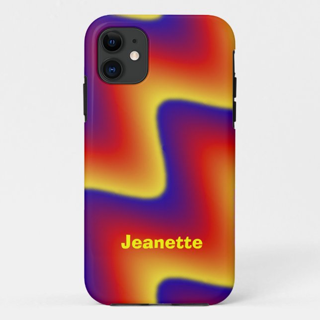 Zigzag Blue & Orange, Name,  Case-Mate iPhone Case (Back)