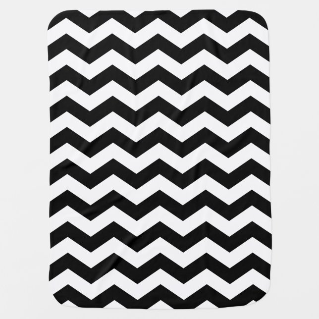Zigzag Chevron Black And White Baby Blanket (Front)