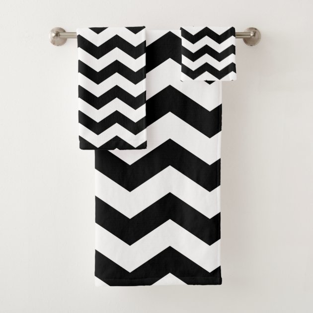 black and white chevron bath towels