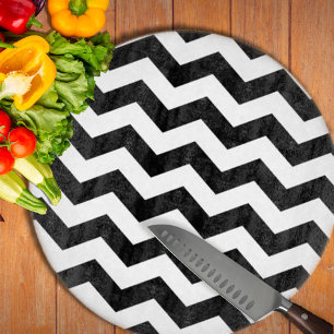 Zigzag Chevron Black And White Cutting Board