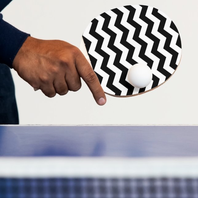 Zigzag Chevron Black And White Ping Pong Paddle (Insitu)