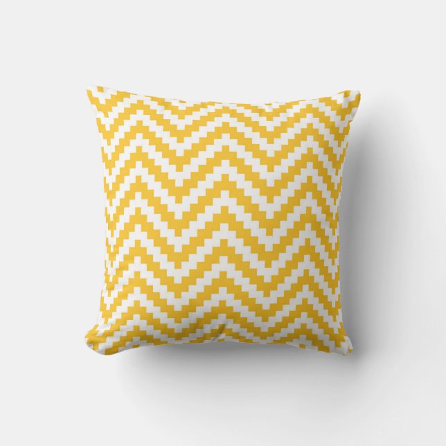 Zigzag Chevron Block Stripe in Canary Yellow Throw Pillow (Front)