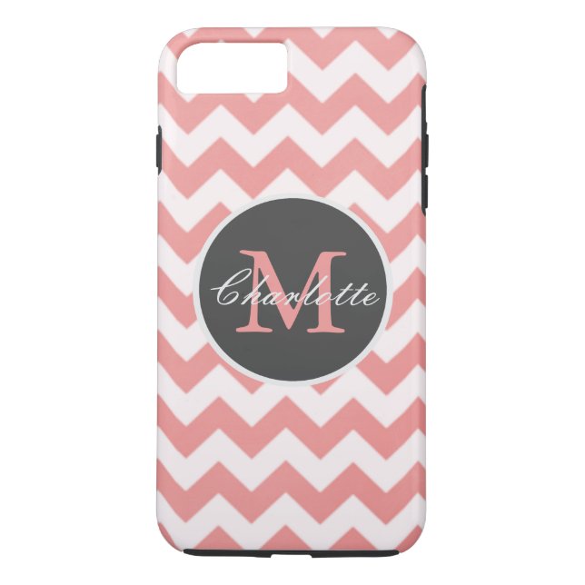 ZigZag Chevron Chic Monogrammed Pink Pattern Case-Mate iPhone Case (Back)