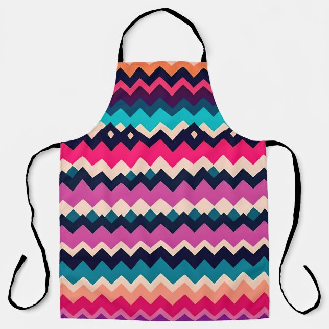 Zigzag Chevron Colorful Pattern Design Apron (Front)