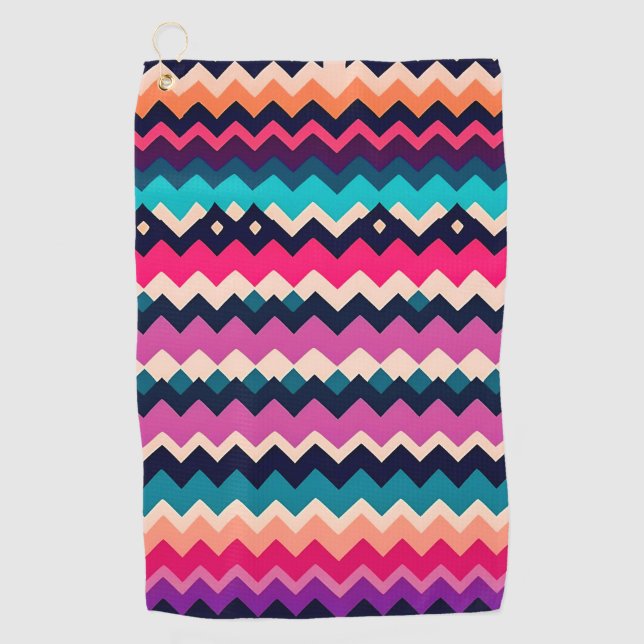 Zigzag Chevron Colorful Pattern Design Golf Towel (Front)