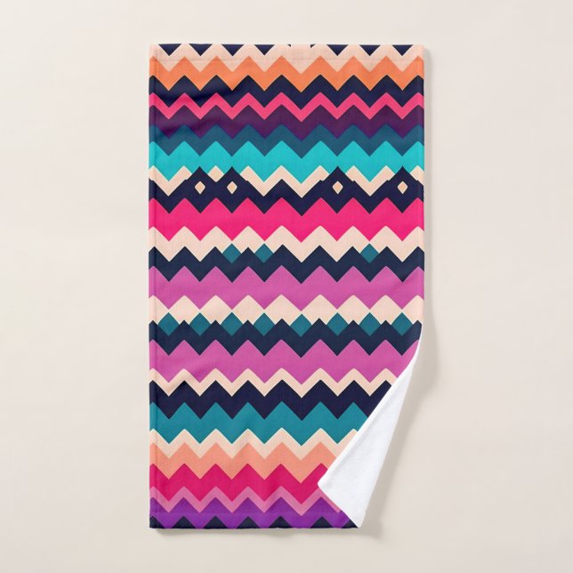 Zigzag Chevron Colorful Pattern Design Hand Towel (Hand Towel)