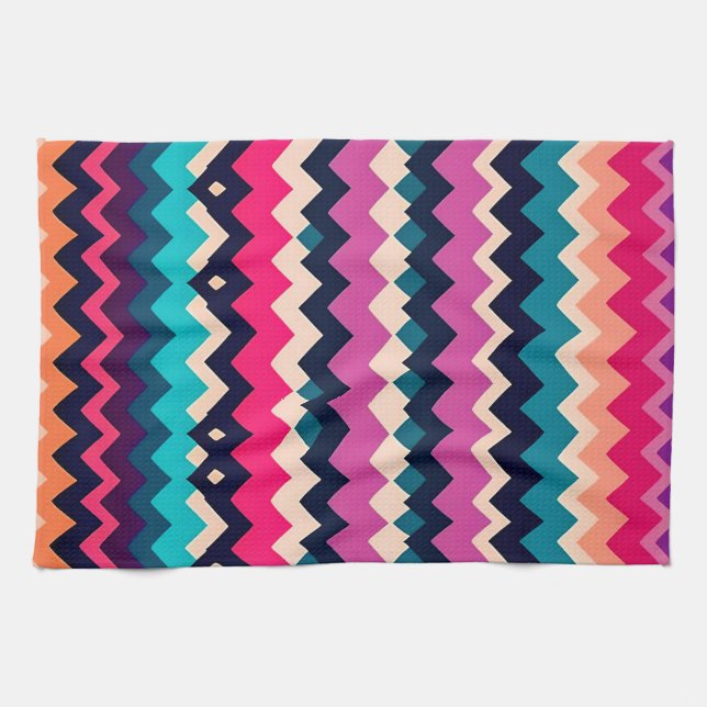 Zigzag Chevron Colorful Pattern Design Kitchen Towel (Horizontal)