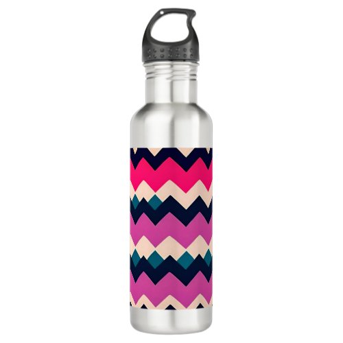 Zigzag Chevron Colorful Pattern Design Stainless Steel Water Bottle