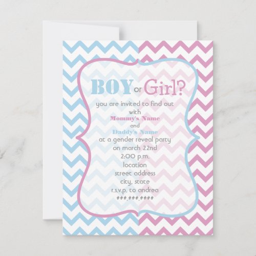 Zigzag Chevron Gender Reveal Party Invitation