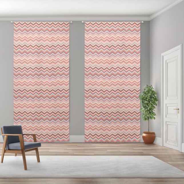 Zigzag Chevron Geometric Modern Wavy Pattern Blackout Curtains (Wide)