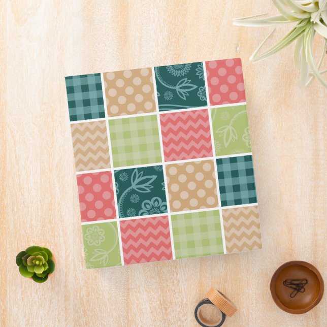 Zigzag, Chevron, Gingham, Polka Dots, Patchwork 3 Ring Binder (In Situ)