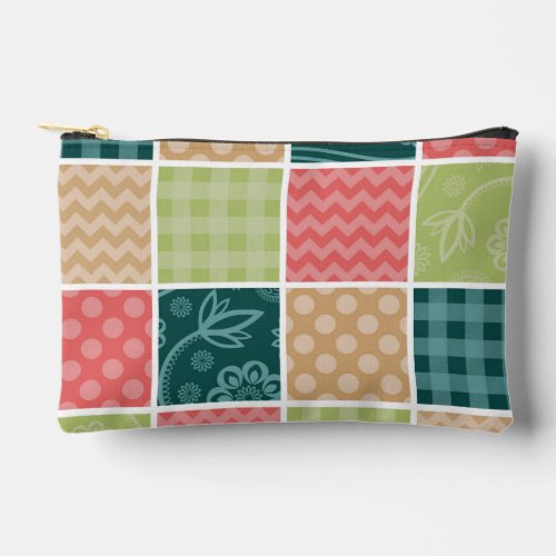Zigzag Chevron Gingham Polka Dots Patchwork Accessory Pouch