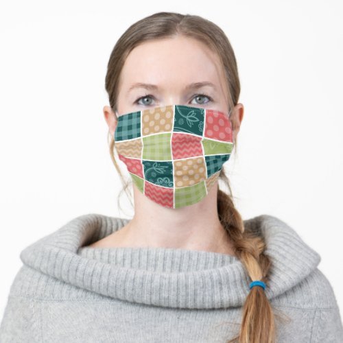 Zigzag Chevron Gingham Polka Dots Patchwork Adult Cloth Face Mask