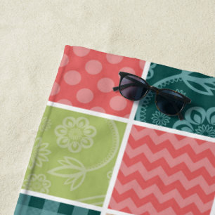 Zigzag, Chevron, Gingham, Polka Dots, Patchwork Beach Towel