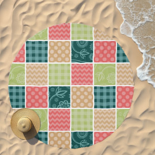 Zigzag, Chevron, Gingham, Polka Dots, Patchwork Beach Towel