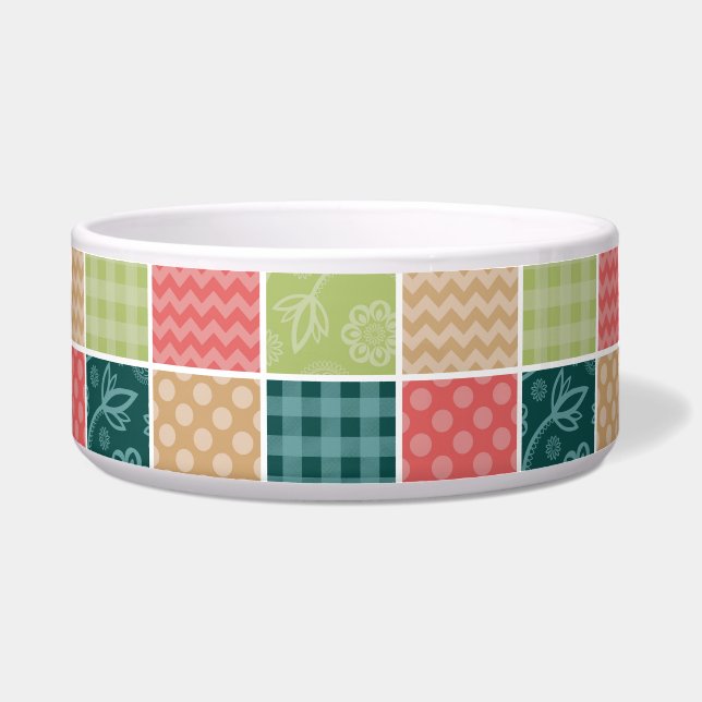 Zigzag, Chevron, Gingham, Polka Dots, Patchwork Bowl (Front)