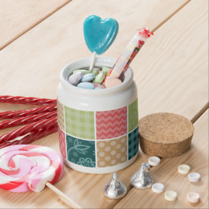 Zigzag, Chevron, Gingham, Polka Dots, Patchwork Candy Jar