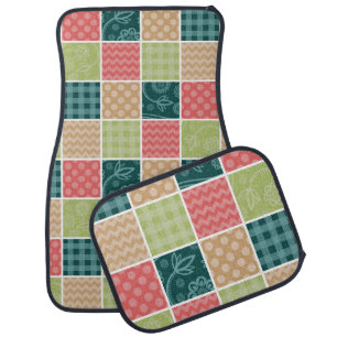 Zigzag, Chevron, Gingham, Polka Dots, Patchwork Car Floor Mat