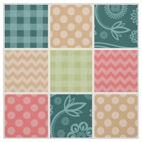 Zigzag Chevron Gingham Polka Dots Patchwork Fabric