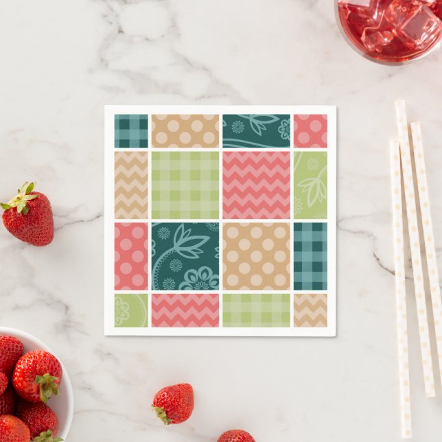 Zigzag, Chevron, Gingham, Polka Dots, Patchwork Napkins (Insitu)