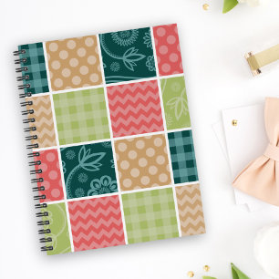 Zigzag, Chevron, Gingham, Polka Dots, Patchwork Notebook