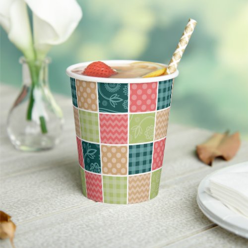 Zigzag Chevron Gingham Polka Dots Patchwork Paper Cups