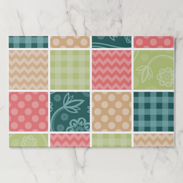 Zigzag, Chevron, Gingham, Polka Dots, Patchwork Paper Pad (Front)