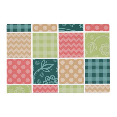 Zigzag Chevron Gingham Polka Dots Patchwork Placemat
