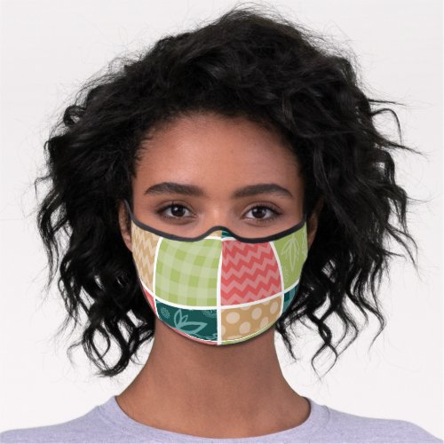 Zigzag Chevron Gingham Polka Dots Patchwork Premium Face Mask