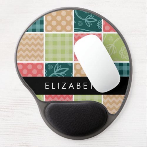 Zigzag Chevron Gingham Polka Dots Your Name Gel Mouse Pad