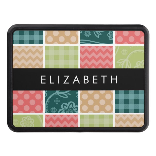 Zigzag, Chevron, Gingham, Polka Dots, Your Name Hitch Cover (Front)