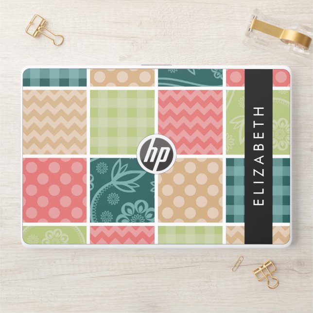 Zigzag, Chevron, Gingham, Polka Dots, Your Name HP Laptop Skin (Desk)