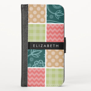 Zigzag, Chevron, Gingham, Polka Dots, Your Name iPhone X Wallet Case