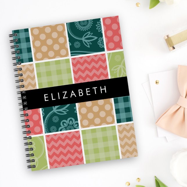 Zigzag, Chevron, Gingham, Polka Dots, Your Name Notebook (Creator Uploaded)